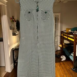 Elegant Green Checkered Midi Dress